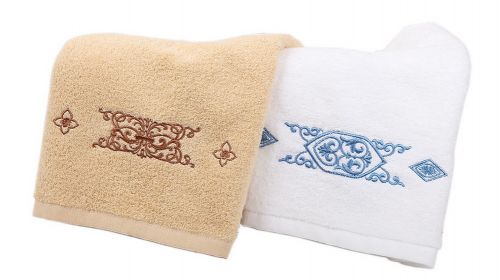 Gentle Meow Set of 2 Fountain Embroidery Cotton Bath Towels Spa/Hotel/Sports Towel Washcloth