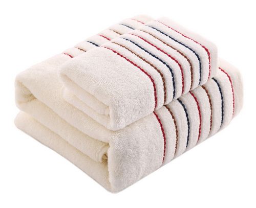 Gentle Meow Cotton Bath Towels Washcloth Spa/Hotel/Sports 1 Bath and 1 Hand/Face Towel,White