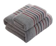 Gentle Meow Cotton Bath Towels Washcloth Spa/Hotel/Sports 1 Bath and 1 Hand/Face Towel,Gray