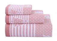 Gentle Meow 3 Pcs Christmas Tree Towels Cotton Family Towels Washcloth Hand/Face Towel Pink
