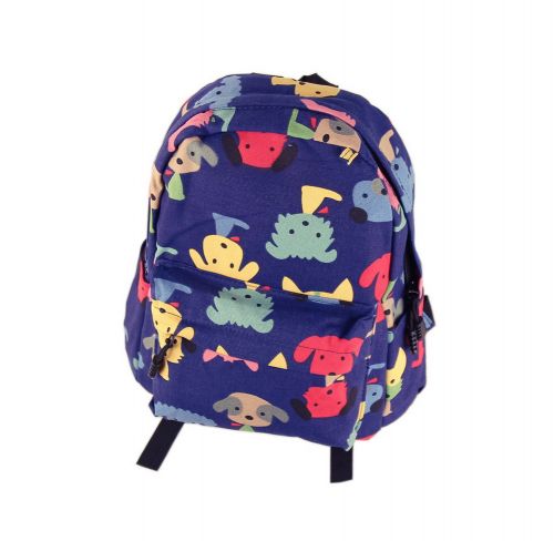 Cute DarkBlue Puppy School Bag Children's Backpack Travel Canvas Backpacks Purse