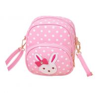 Cute Pink Polka Dots Rabbit School Bag Travel Shoulder Bag Kids Backpack Purses